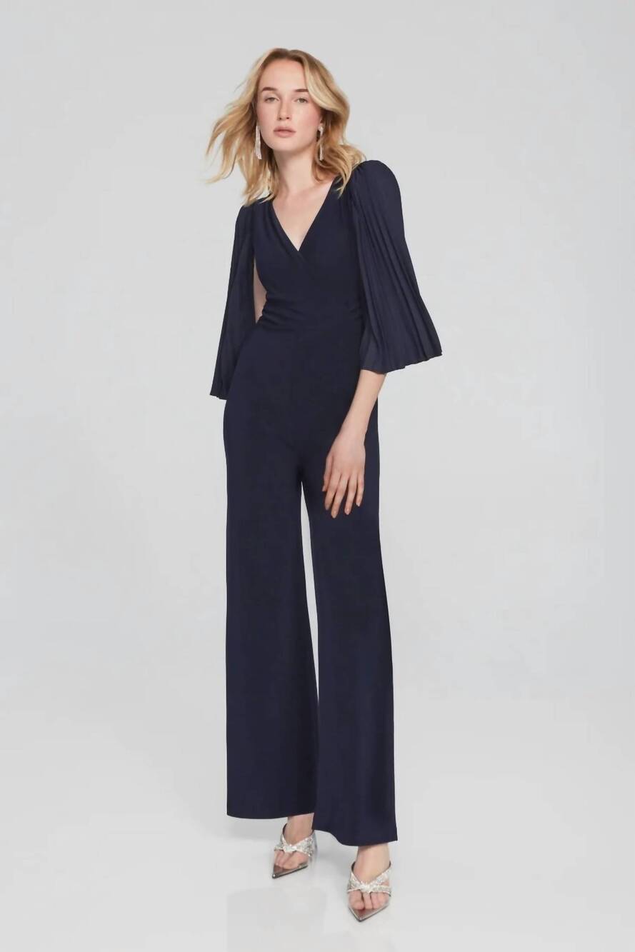 NEW JOSEPH RIBKOFF formal v neck jumpsuit in midnight blue